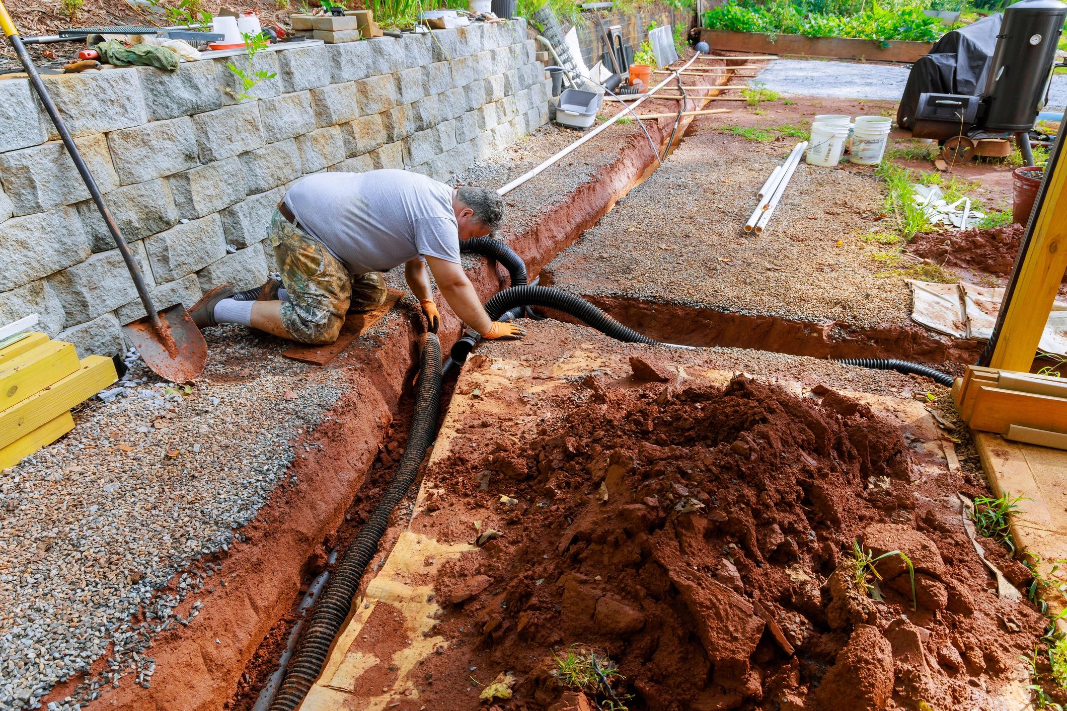 Drainage system installation for residential property