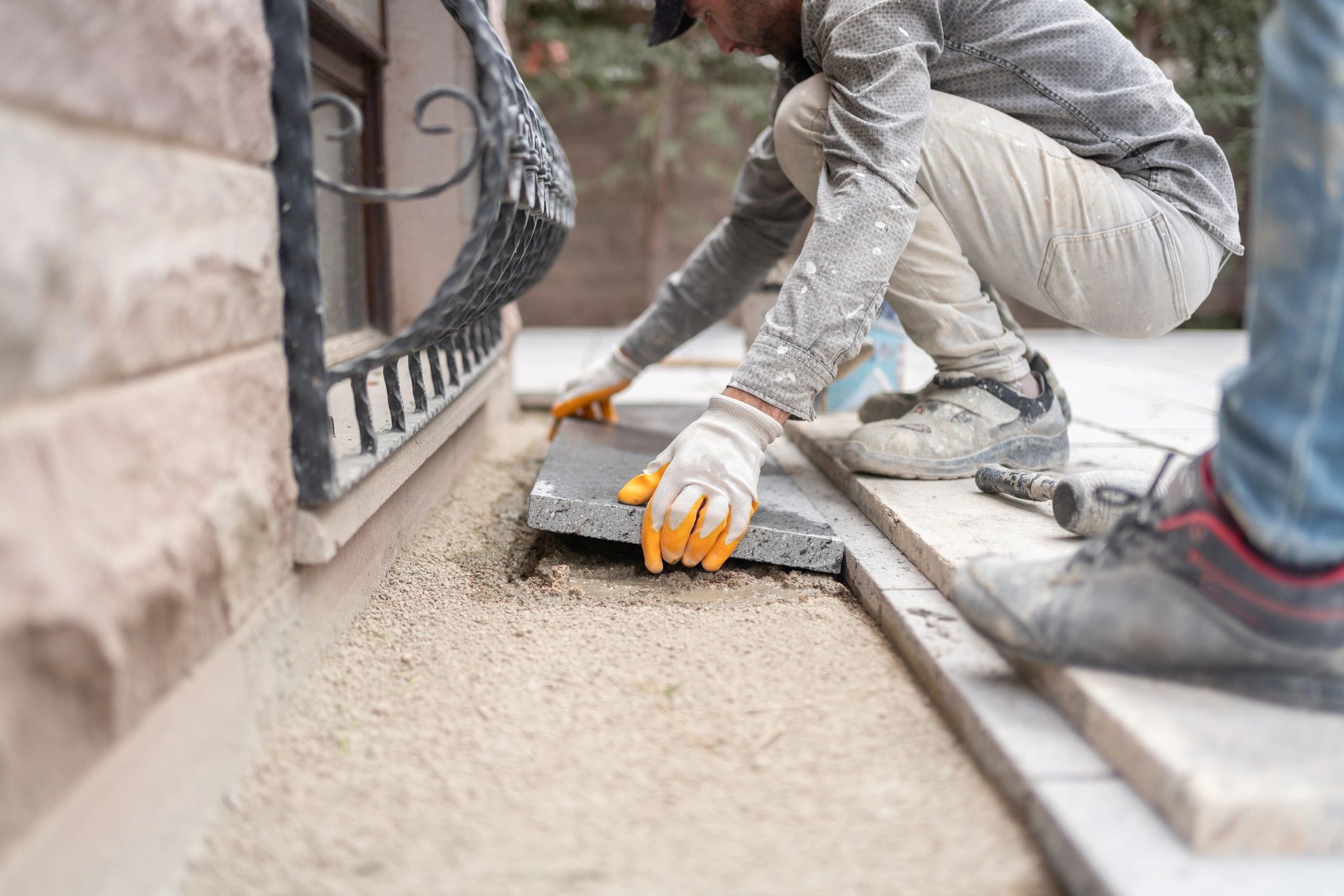 patio backyard concrete installation